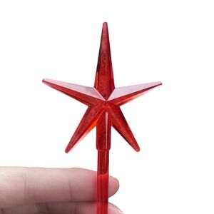 Vtg Star Red‎ Medium 5 Point Topper Ceramic Christmas Tree 2.75" Tall x 1-5/8"